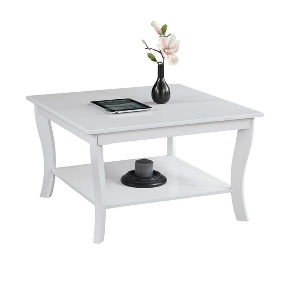 Homestock Coastal Craftsman Chic Square Coffee Table, 30"D X 30"W X 18"H, Solid & Manufactured Wood, Crafted From Rubberwood-Color:White