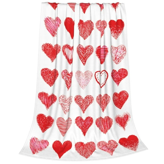 ZMKIAG Love Hearts Pattern Throw Blanket Made from Soft Lightweight Flannel Material, Anti-Pilling Wedding Anniversary Birthday Gift Blanket for Wife for Bed, Sofa and Chair Use
