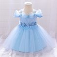thumbnail image 2 of Generic Pageant Dresses for Girls Kid Toddler Baby Girl Spring Summer Bow Tie Tulle Ruffle Bubble Sleeve Princess Dress for Fashion Casual Birthday Holiday Party Gowns(6-12 Months,Blue), 2 of 5