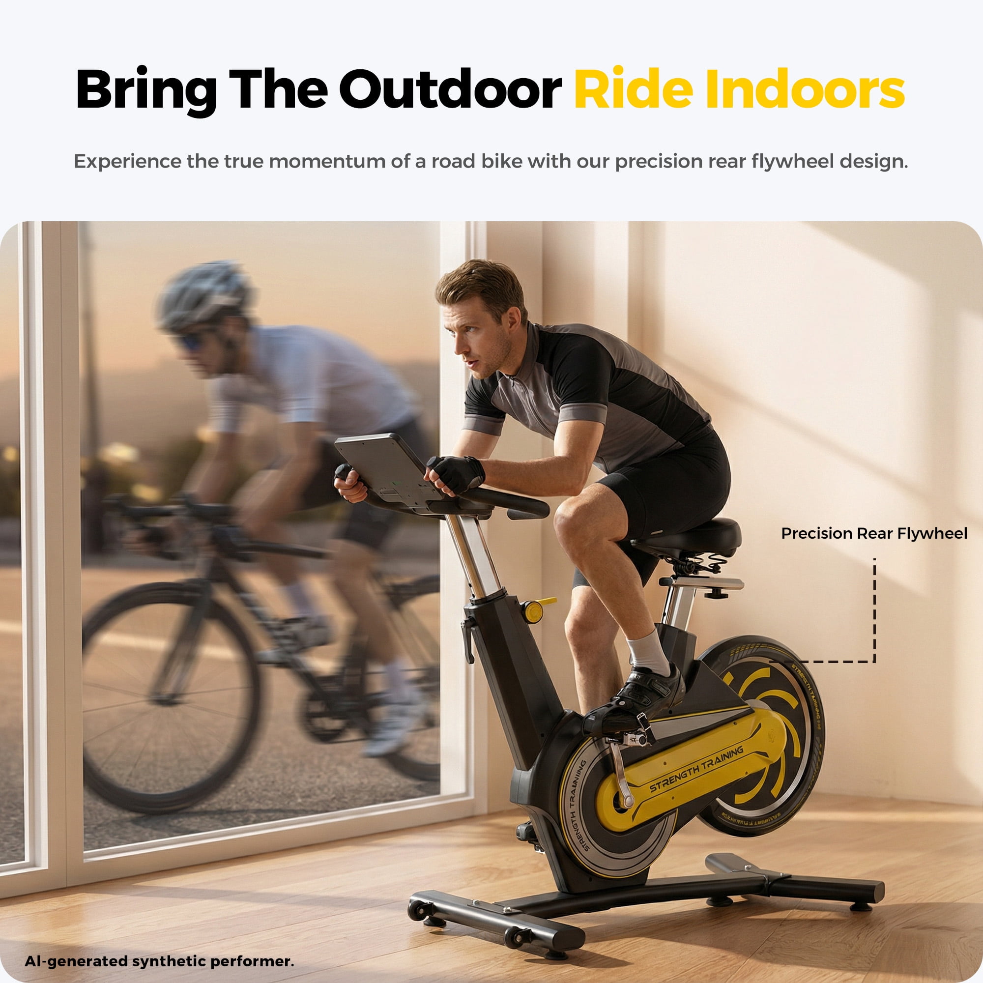 ZAZARI Semi-Commercial Exercise Bike 350 lbs Capacity, Magnetic Stationary Bikes for Home Gym with Multi-Grip Handlebar, Comfortable Seat, Silent Belt Drive, Rear Flywheel & Tablet Holder