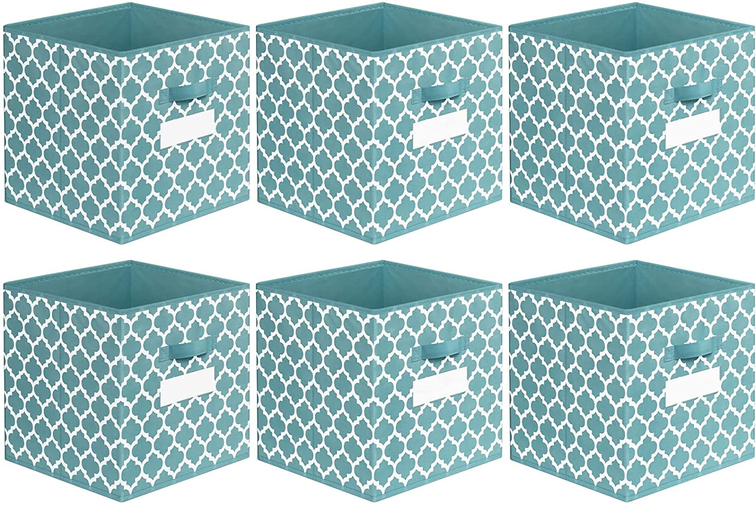 Blue Fabric Storage Bins Cubes Baskets Containers Set of 6 