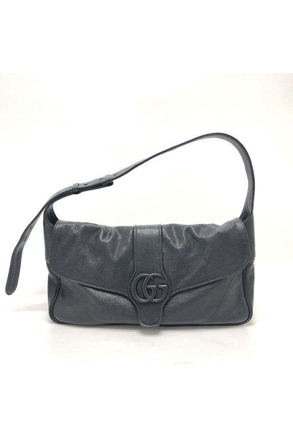 Pre-Owned GUCCI 767209 GG Marmont Flap Bag, Handbag, Shoulder Leather, Women's, Black