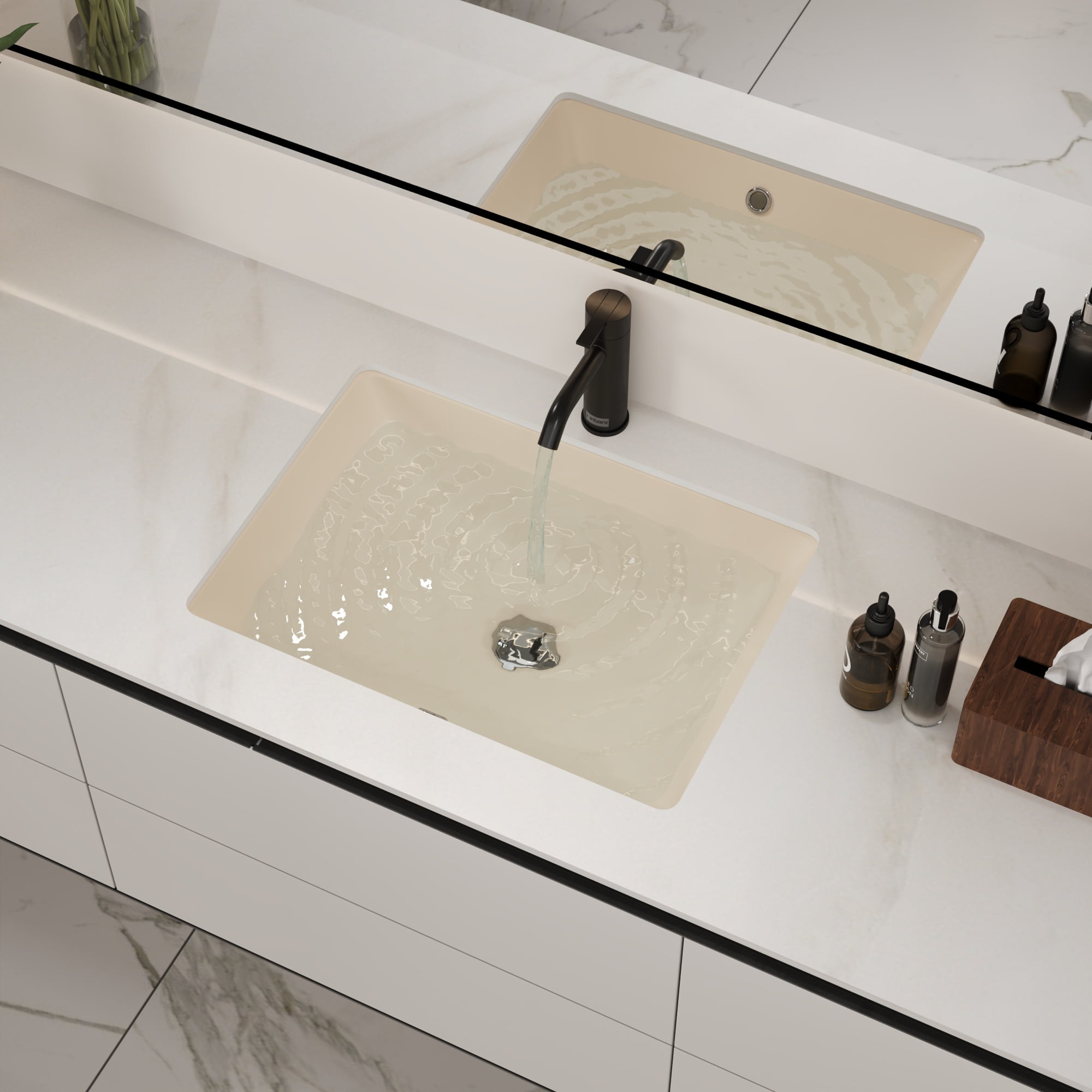 DV-1U306BN DeerValley Ursa Undermount Bathroom Sink 18" X 13" Rectangular Vitreous China with