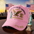 thumbnail image 5 of U.S.A. 250th Anniversary Commemorative Hat, Embroidered Adjustable 250 Anniversary USA Hat, Patriotic Bald Eagle Baseball Cap (4pcs, Pink), 5 of 6