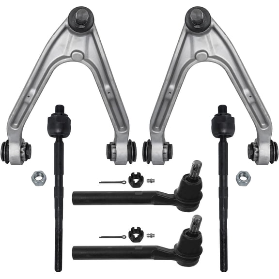 Detroit Axle - 6pc Front End Suspension Kit for 2006 Hummer H3, 2 Upper Control Arms with Ball Joint Assembly 4 Outer Inner Tie Rod Ends Replacement