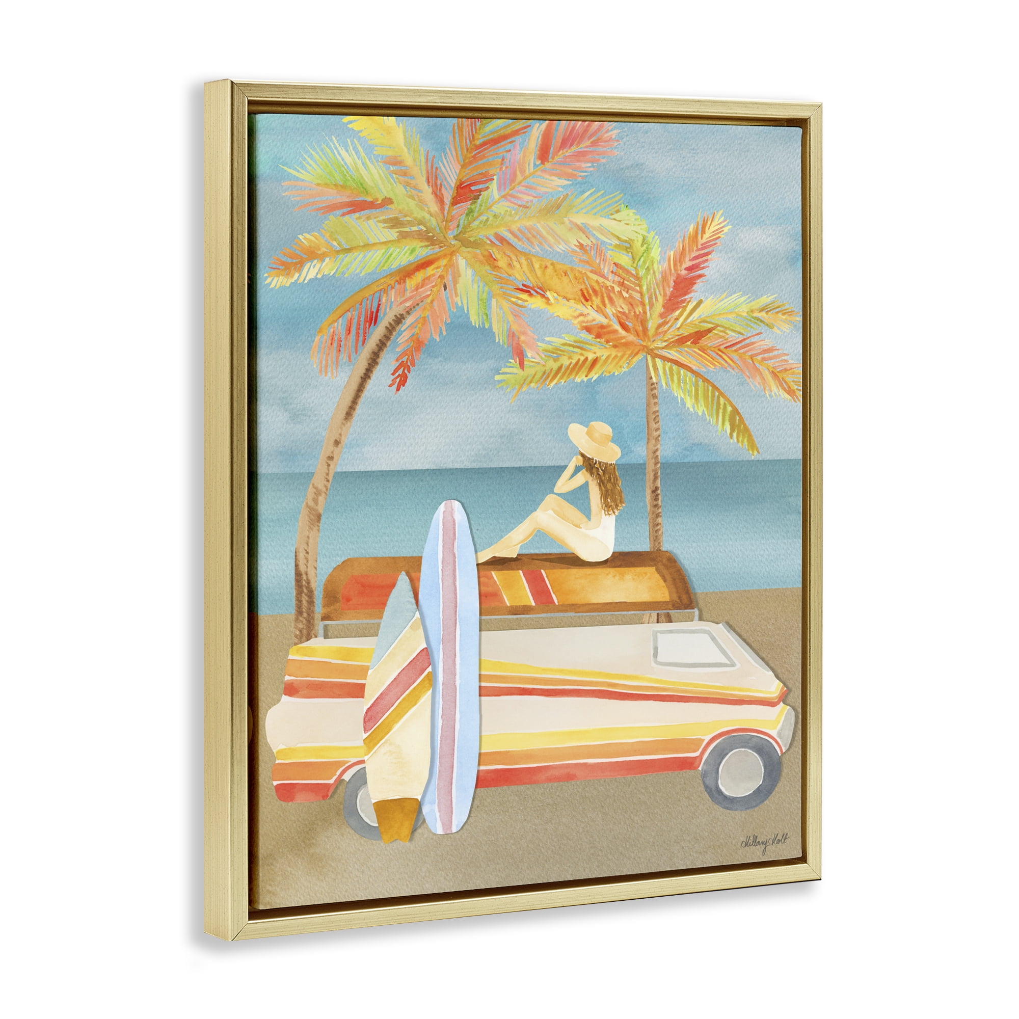 Stupell Industries California Road Trip Gold Framed Floater Canvas Wall Art, design by Hillary Holt