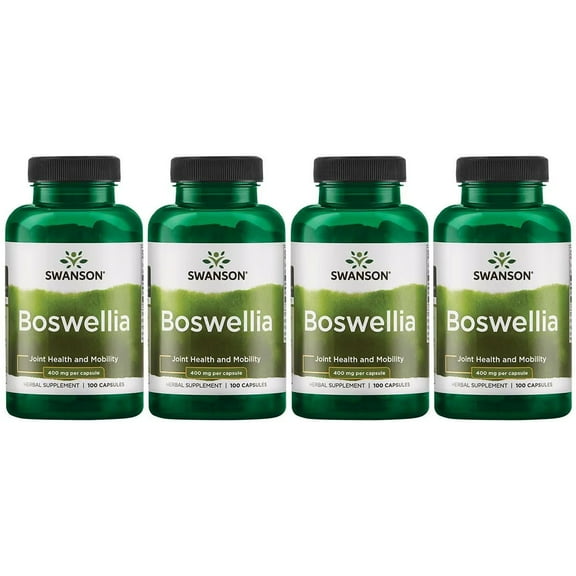 Swanson Boswellia - Herbal Supplement Promoting Joint Support - Ayurvedic Herb for Joint Flexibility & Mobility Support - Made with Boswellia Serrata Resin - (100 Capsules) (4 Pack)