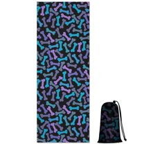 Dog Bones Hot Yoga Mat Towel Non Slip for Hot Yoga - Quick-Drying Yoga Mat Cover with 4 Corner Pockets with Travel Bag - Hot Yoga Towel Non Slip Grip Moisture Wicking Sweat 70"x26"