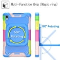 thumbnail image 3 of Dteck Case for Lenovo Tab M8 2nd Gen TB-8705F FHD 8.0-inch,Shockproof Rugged Rubber Armor Hybrid Hard Kickstand Kids Friendly Cover with Shoulder Strap,Rainbow+Blue, 3 of 8