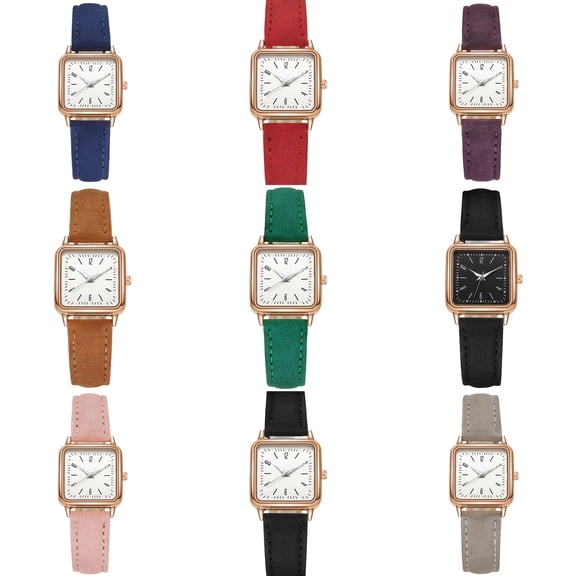 YZZZJZQL Women'S Watches Fashion Classic Square Quartz Watch Casual Leather Band Wristwatches With Luminouse Easy Read Dial Black