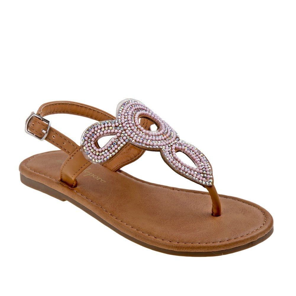 Nanette Lepore - Girls Tan Bead Embellished Thong Strap Sandals - Walmart.com - Walmart.com
