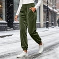 thumbnail image 2 of Women's Velvet Jogger Pants Elastic High Waist Casual Soft Velour Sweatpants with Pockets Fall Winter Daily Party Pants Fashion Bottoms Army Green, 2 of 9