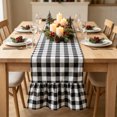 thumbnail image 4 of LIORAGLJ Double-Sided Black & White Plaid Christmas Table Runner 13×55in Dining Window Decor, 4 of 6