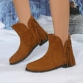 thumbnail image 6 of XUNKUSGA Ankle Boots for Women Fashion Fringe Round Toe Fall Boots Wide Calf Flat Tassel Boots Casual Hidden Wedge Heels Booties for Women 36-43 Brown, 6 of 8