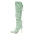 thumbnail image 2 of FSJ Women Simple Lace Up Over the Knee Boots Stiletto High Heel Pointed Closed Toe Sexy Party Dress Long Boots Shoes Size 4 Green, 2 of 4