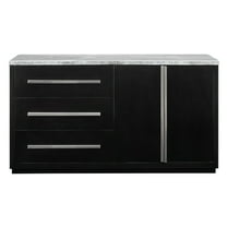 Steve Silver Camila Indoor Modern 66" Width Sideboard with Gray Genuine Marble Top, Ebony