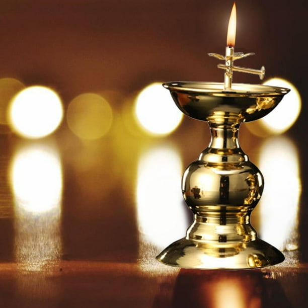 Ghee Lamp Holder T Ealight Candle Holder Suministros budistas Golden Cup Butter Lamp Holder para de comedor Dormitorio Boda Oficina Decoración EstiloD perfecl Soporte para velas
