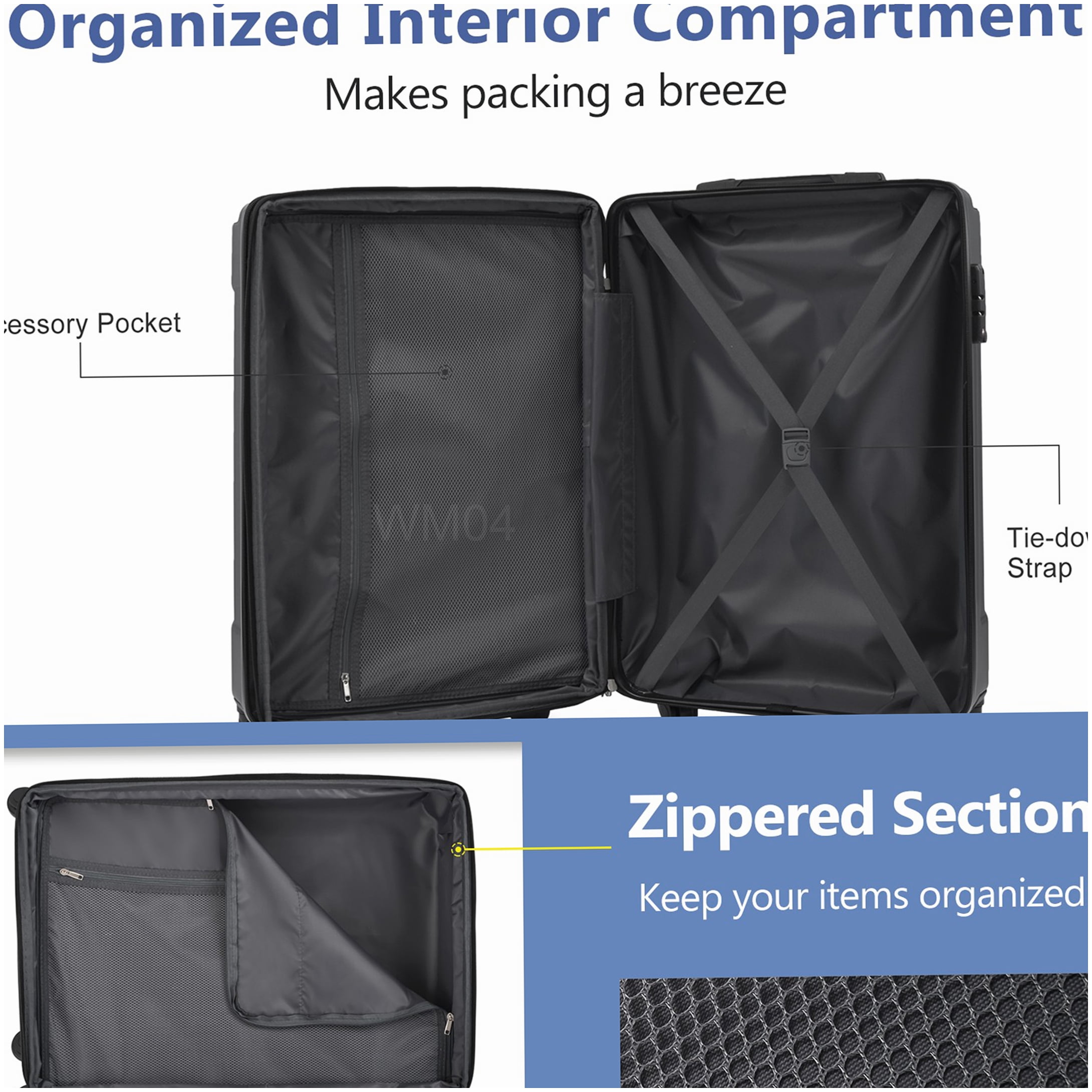 Expandable 28" Checked Luggage with TSA Lock, Sky Blue ABS Hardshell Suitcase with Double Wheels