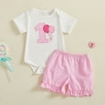 thumbnail image 2 of Afdoent Girl Outfits Baby Girl Birthday Outfit One Years Old Shirt Balloon Checkered Shorts 1St First Birthday Outfit Girl Fashion Clothes Outfits 6-12 Months, 2 of 9