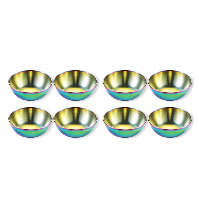 Bewildely Paquete de 4 platos de salsa de acero inoxidable, platos, utensilios de cocina, cuencos para mojar Vistoso 2Conjunto