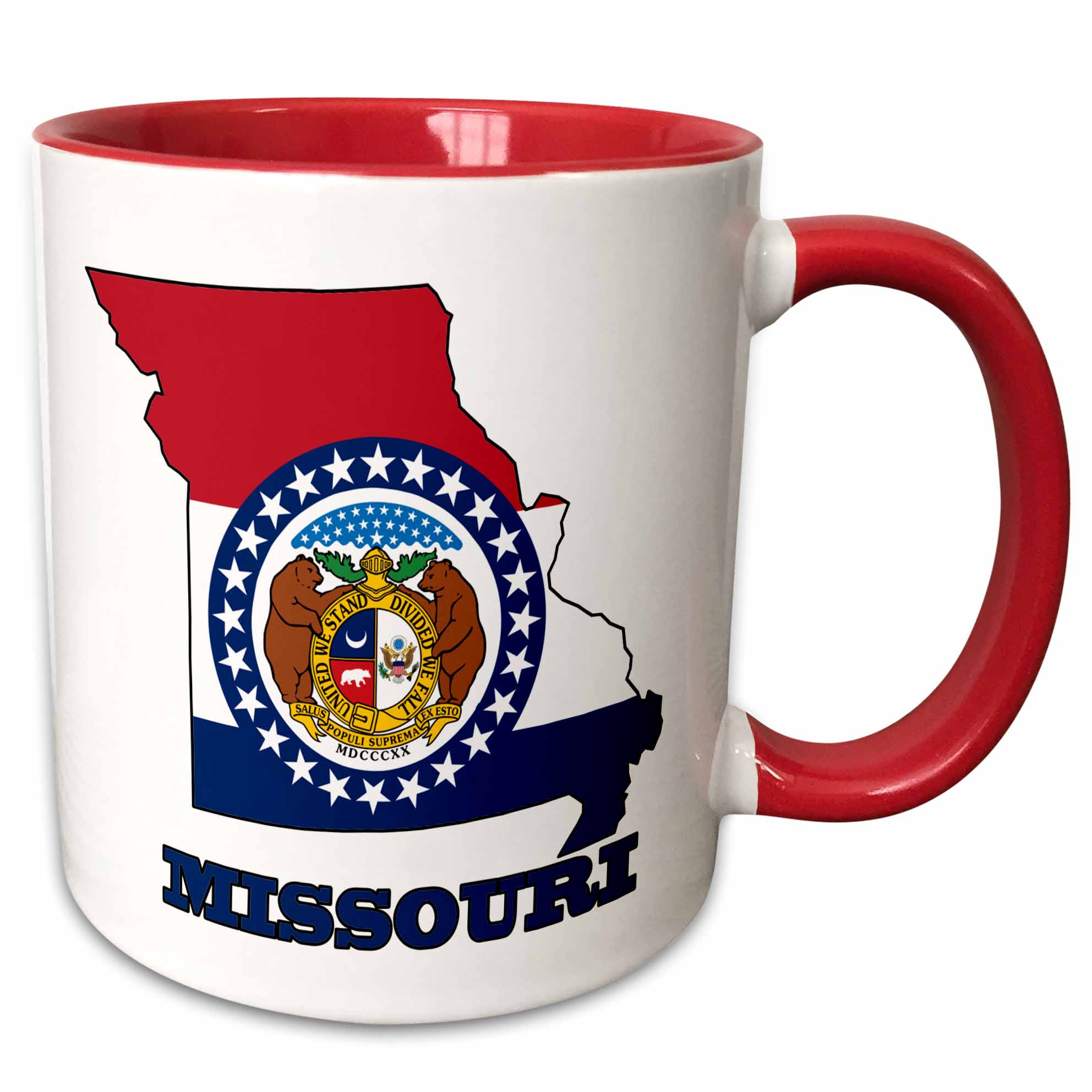 "3dRose Missouri state flag in the outline map and letters for Missouri