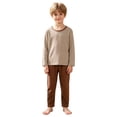 thumbnail image 3 of Wenfanal Pajamas Sets Little & Big Girls Pajamas Boys Girls Pajama Set Comfortable Soft Fashion Home Pajama Set Size 6-7 Years,Coffee, 3 of 9
