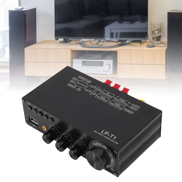 2.1CH 5.1 Mini Stereo Amplifier with Subwoofer Output, 30Wx2 + 60W Compact Desktop Audio Amp for Home Theater & Passive Speakers with Remote