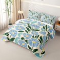 thumbnail image 3 of jejeloiu Mid-Century Floral Twin Quilt Set For Girls,Minimal Pattern Twin Coverlet Set,Blue Cream Green,2 Pieces, 3 of 7