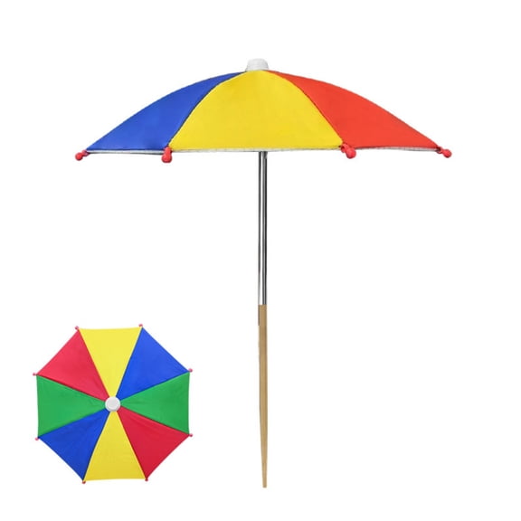 Mini Sun‑Shade Umbrella with Ground Stake, Adjustable UV‑Protection Waterproof Parasol for Potted Succulents Herbs Balcony Garden Outdoor Shelter,13.8x10.6in