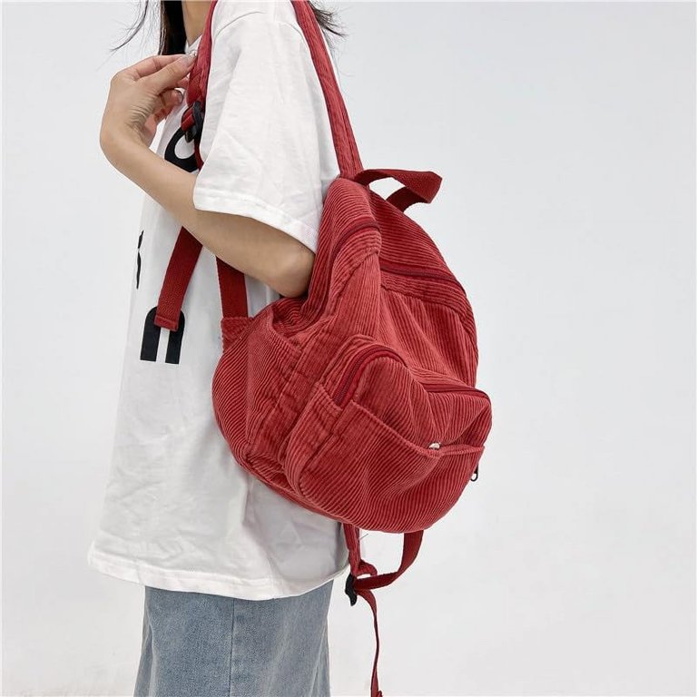 Small Mini Backpack Purse for Women Travel Corduroy Bag for  display picture 3