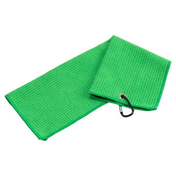 Golf Towel Microfiber Water Absorption Portable Hanging Foding Indoor Outdoor Yoga Sports Cleaning Towers with Carabiner Clip Green