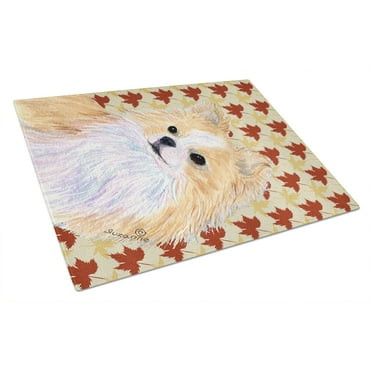 Carolines Treasures SS4383LCB Chihuahua Fall Leaves Portrait Glass Cutting Board Large 12H x 16W multicolor