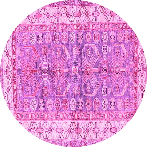 Ahgly Company Indoor Round Oriental Pink Traditional Area Rugs, 6' Round