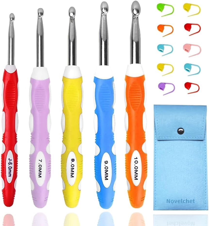 RGHJAR-Large Crochet Hooks 5 Sizes Crochet Hook Set,6.5mm 7.0mm 8.0mm 9.0mm 10.0mm Crochet Needle