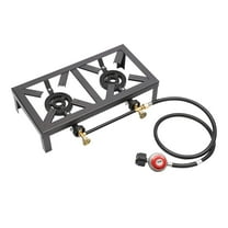 Loyalheartdy Outdoor & Indoor Gas Stove Propane Cooker Portable Double Burner Adjustable Hose 8000W for Camping Barbecue