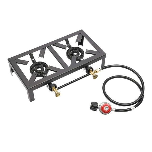 Loyalheartdy Outdoor & Indoor Gas Stove Propane Cooker Portable Double Burner Adjustable Hose 8000W for Camping Barbecue