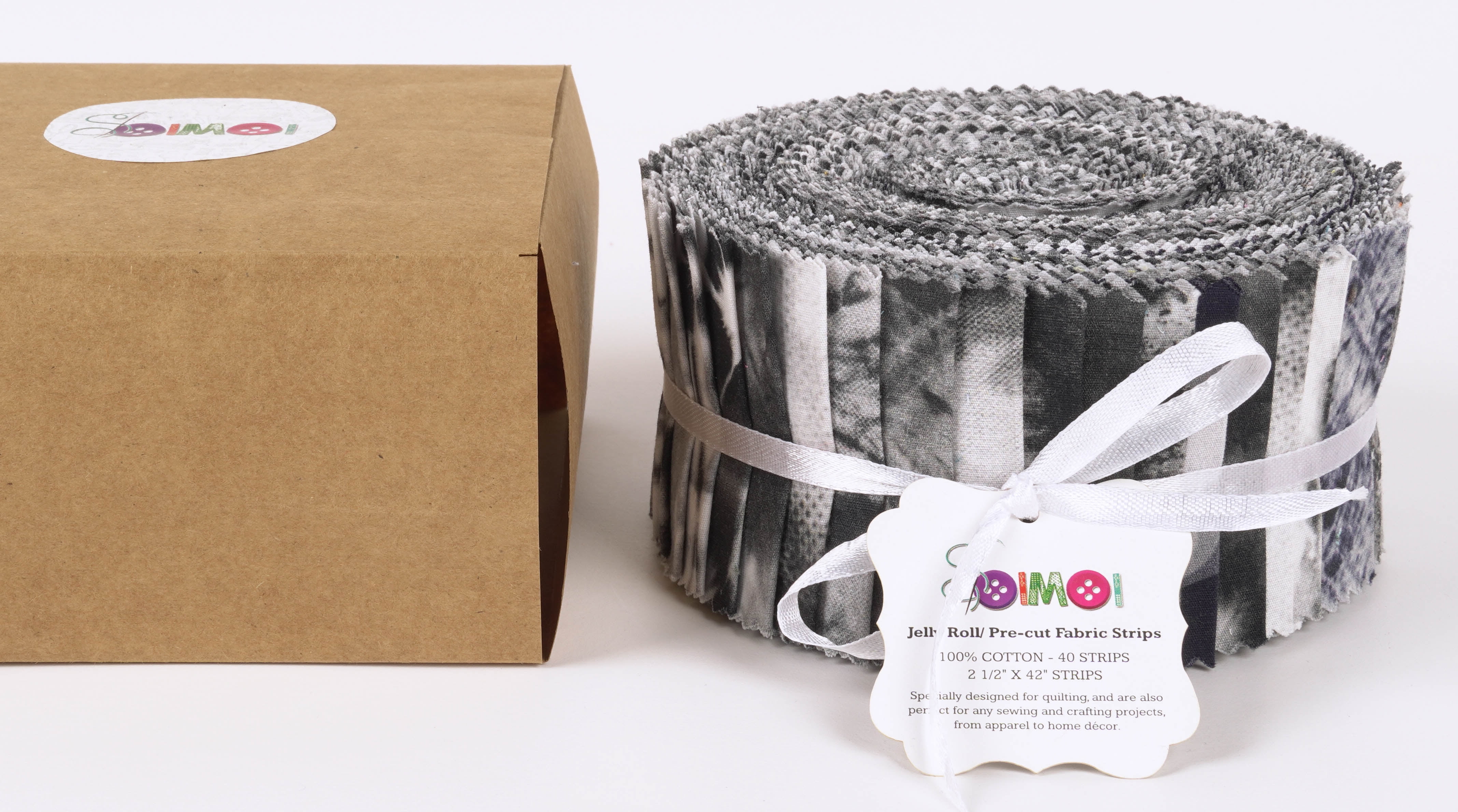 Soimoi 40Pcs Tie Dye Print Cotton Precut Fabrics For Quilting Craft Strips 2.5x42inches Jelly Roll - Black