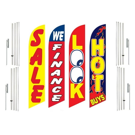 4 Swooper Flags With 4 Pole Kits Sale We Finance Look Hot Buys Windles