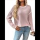 thumbnail image 1 of Suéteres de Cuello Redondo, Larga, Oversize, con Bloques de Color, de Punto Acanalado y Abertura Lateral para Mujer (Otoño de 2025) Rosa M, 1 of 10