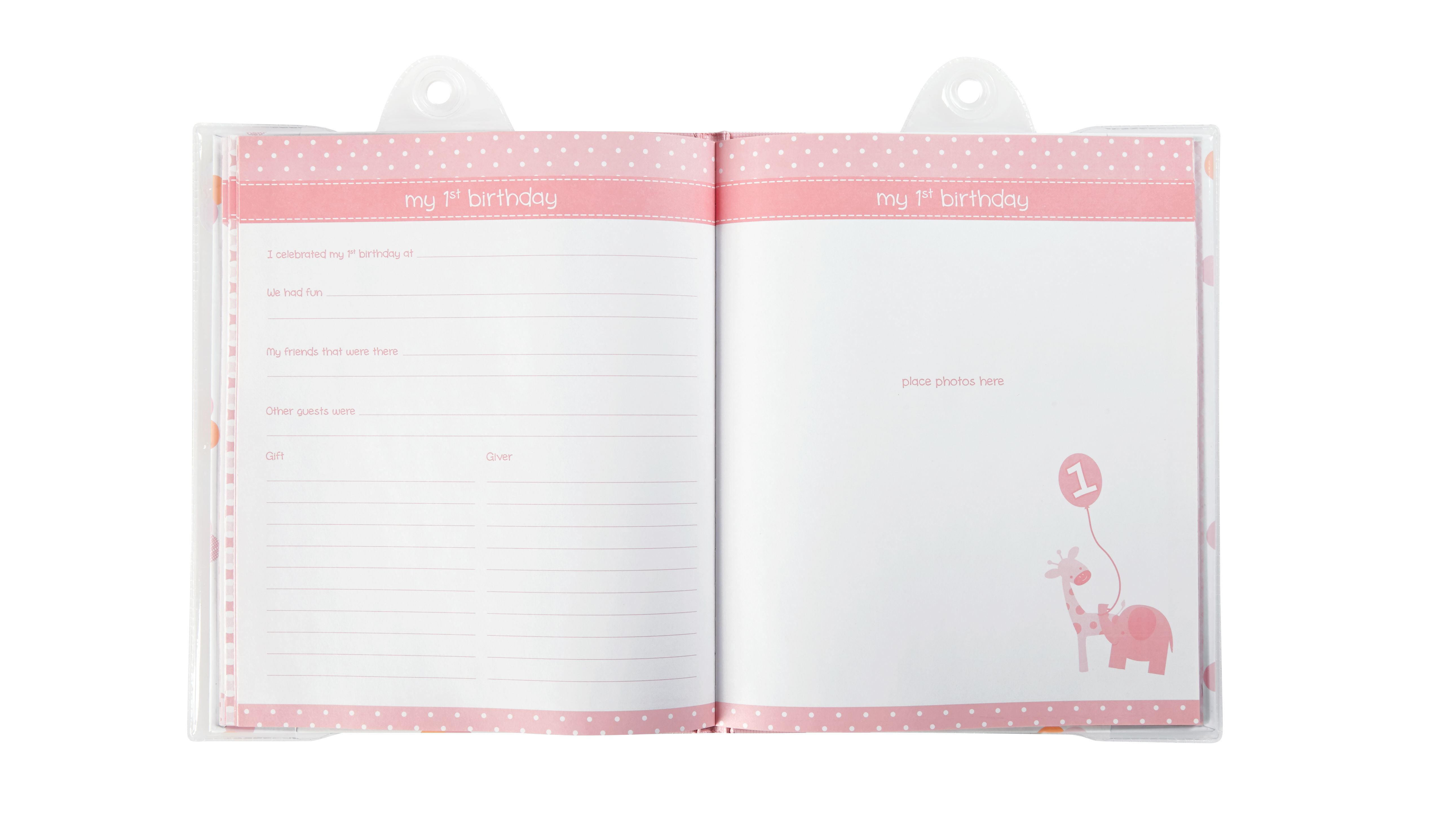 Lil Peach First 5 Years Memory Book, Baby Girl Keepsake Journal, Pink & Peach Polka Dots