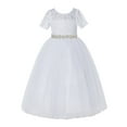 thumbnail image 2 of White Floral Lace Flower Girl Dress Junior Bridesmaid Dance Recital LG2R2, 2 of 3