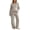 Beige, variant on Women's Maternity Sets Adjustable Waist Casual Stripe Knitted Turndown Collar Tops and Loose Pants Casual Sets