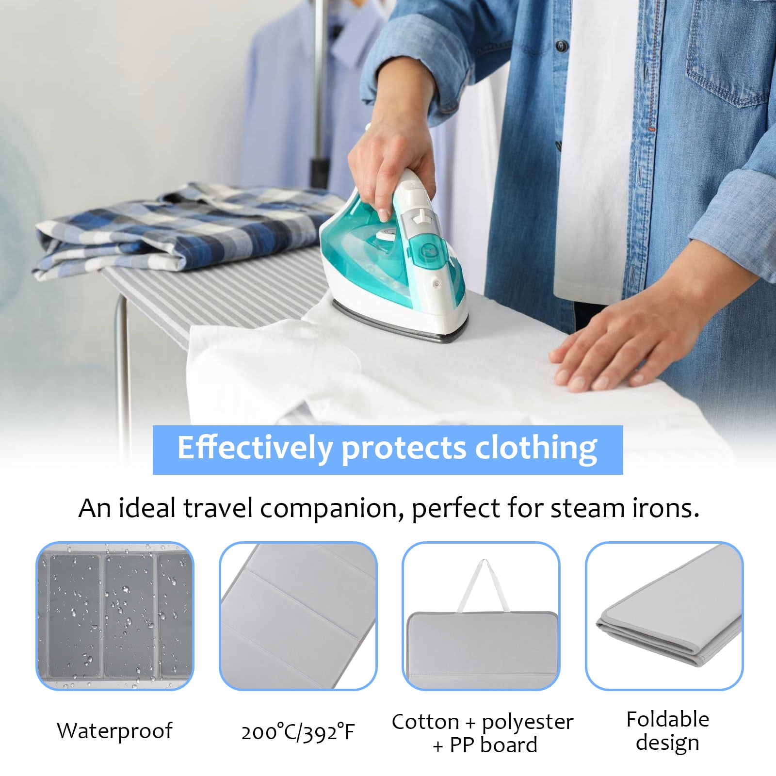 Qianwei Steamer Board for Clothes with Ironing Glove,Stand for Steaming Clothes,Steamer Pad,Hanging Ironing Board,Steamer for Clothes,Hanging Steam Iron Pad