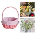 thumbnail image 4 of Cesta de mimbre tejida a mano, multiusos, para arreglos florales, con asa. Rosa, 4 of 5