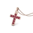 thumbnail image 2 of Collier Pendentif Femme Croix Sainte en Argent Sterling 925 avec Verre Rubis Rond 3mm Bijoux, 2 of 3