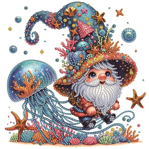 (LY439) Serie Dibujos Animados Mar Diamante Parcial Pintura Resina Diamante Con Forma Especial 30*30cm