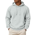 thumbnail image 2 of HAJWOH Hoodies For Men Long Sleeve Pullover Vintage Breathable With Kangaroo Pockets Solid Comfy Hood, 2 of 5