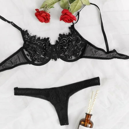 

FZM Underwear Lace Temptation Three Point Lingerie With Steel Ring