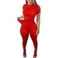 thumbnail image 3 of Conjunto sexy de 2 piezas de malla transparente, mono, Top calado, conjunto de pantalón y legging de cintura alta, 3 of 5