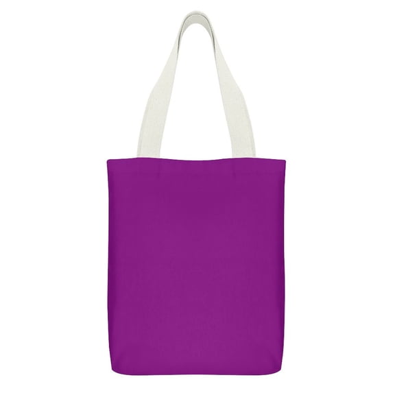 Canvas Tote 12.6 X 15in With Inner Pocket Double-Sided Printing For Daily Travel Shopping Purple